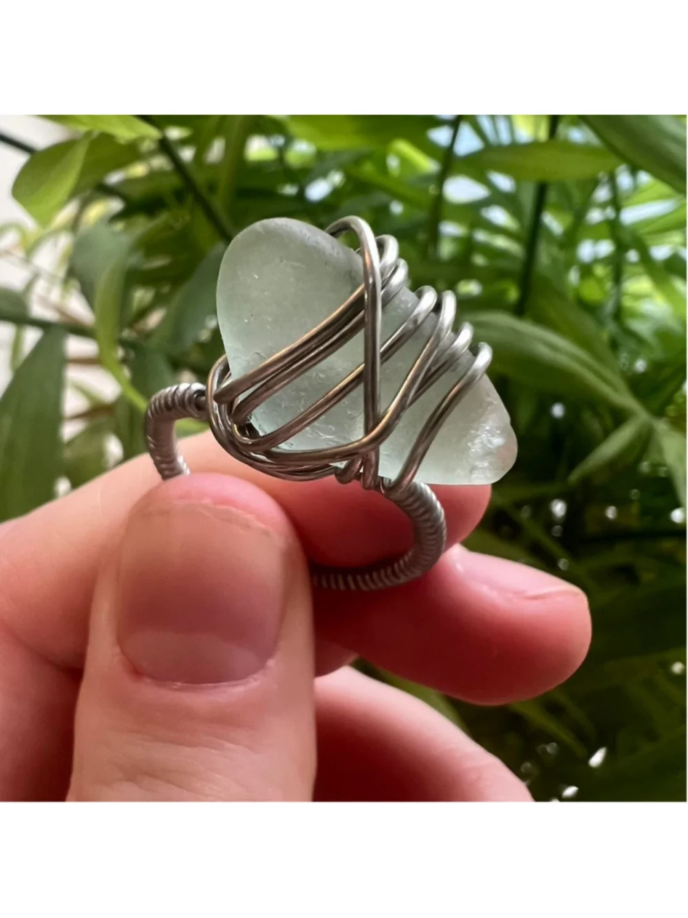 Handmade silver wire wrapped light blue seaglass ring 🌊💫 PM me with any quest